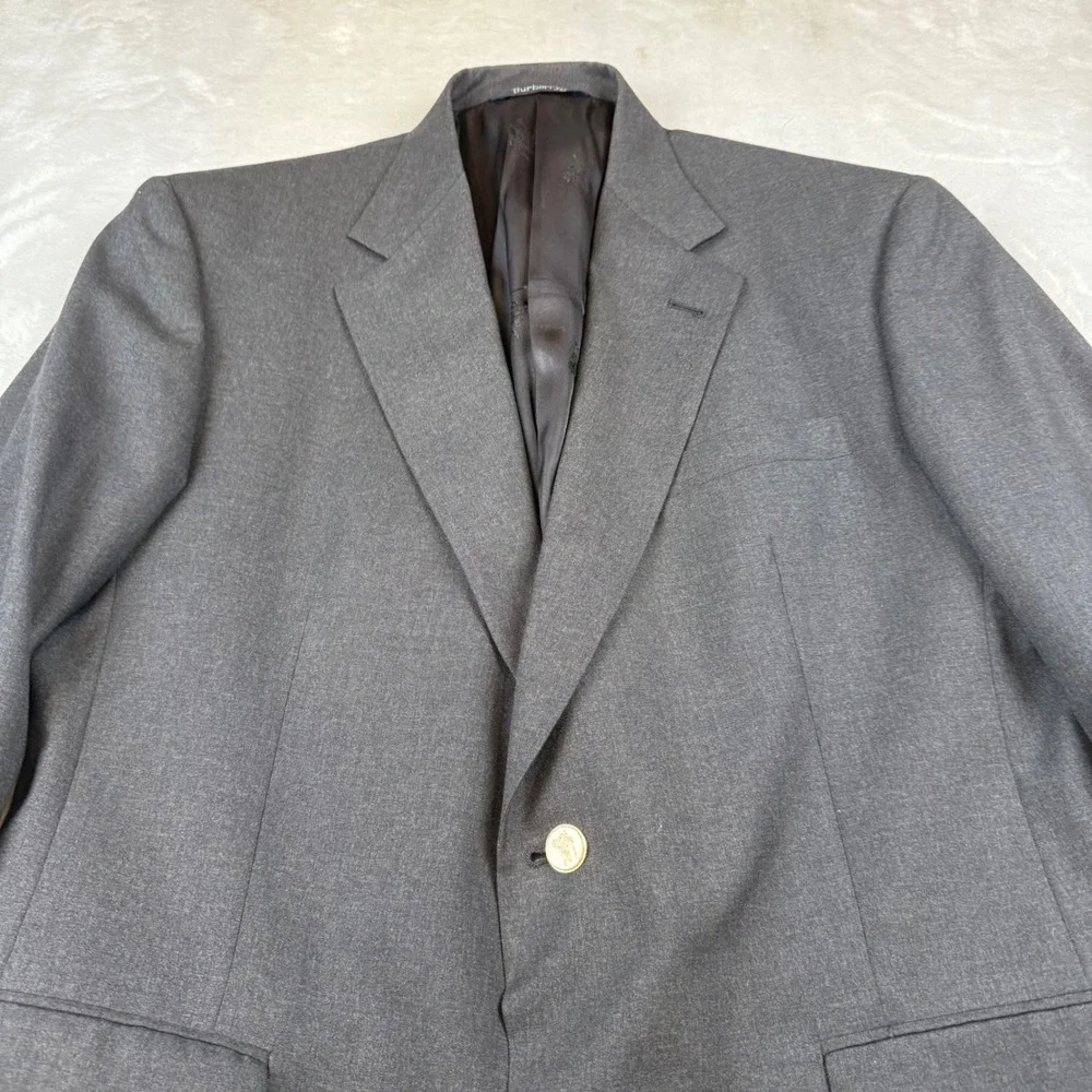Burberrys Tailored Expressly‎ 42 Wool Worsted Gray Blazer Jacket Mens